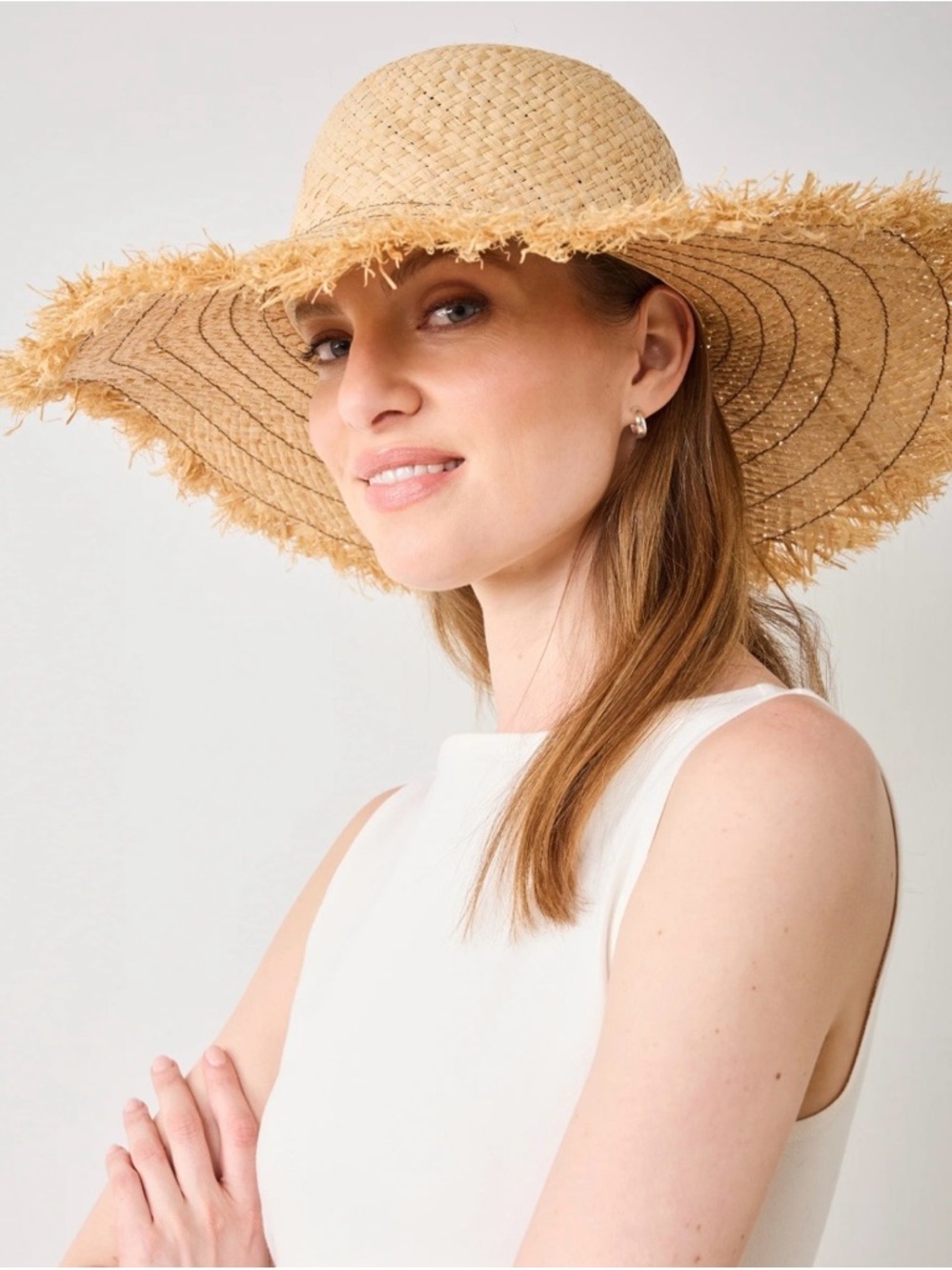 Hat Attack | braid fringe Pom accent straw wide brim hat